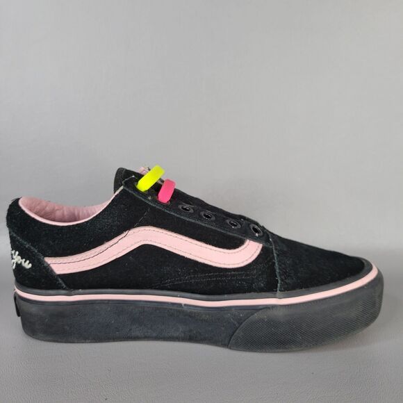 Vans Lazy Oaf Old Skool Platform Black Suede Heart Cutouts Bad For You Size 5 - Picture 3 of 16